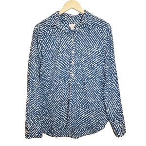 J. Crew Chevron Striped Pocket Long Sleeve Collar